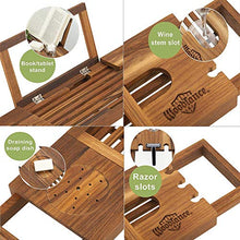 Vasca da Bagno in Legno, Vassoio da Bagno Porta Libri Porta iPad, Porta Bicchiere Vino Supporto Candela Bracci Estensibili Scomparto Accessori, Misura Maggior Parte Dimensioni Bagno