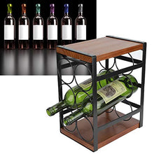 Portabottiglie, Portabottiglie da Appoggio in Legno Rustico, Grazioso Portabottiglie per un Massimo di 6 Bottiglie, Portabottiglie a 3 Livelli per Cucine e Bar - 17,7 x 24 x 31,5 cm