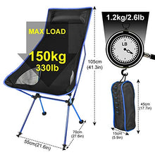 JIXIN Campeggio All'aperto Sedia Pieghevole Ultraleggera Sedia da Viaggio Pesca BBQ Escursionismo Forte Carico Elevato 150 kg / 330 Libbre