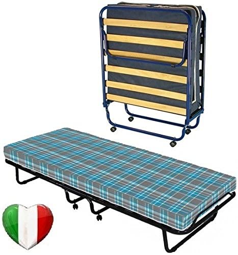 DOLCI SOGNI Brandina Pieghevole con Materasso Pieghevole Singolo 80x190, Letto Singolo Pieghevole con Materasso Waterfoam Spessore 10 cm, Letto Pieghevole 100% Made in Italy