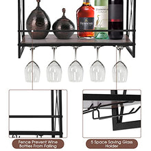 Portabottiglie Scaffale galleggiante Scaffale per vino Espositori per vino galleggianti a parete con mensola in legno a 2 livelli per la decorazione della cucina del soggiorno per Bar di casa