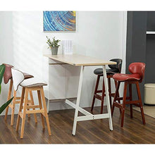 WGEMXC Sedia, Sedia da Ufficio a Casa, Sgabello Sgabello da Bar in Legno Massello con Schienale Sgabello da Bar, con Schienale, Gambe Sgabello in Legno Marrone,Nero,H74Cm