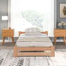 Keebgyy Letto in legno massiccio con testiera e rete a doghe, naturale (200 x 90 cm)