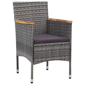 FAMIROSA Set Mobili da Pranzo da Giardino 3 pz Grigio Polyrattan Acacia-8315