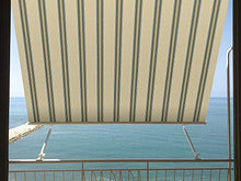 VERDELOOK Tenda da Sole Milos a Caduta avvolgibile con Braccetti 80 cm per ancoraggio, larghezza 1 m e altezza 2,5 m, beige e verde
