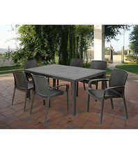 Ipae-Progarden - Tavolo Fisso Intrecciato Stile Rattan, Plastica, Colore Antracite Pri16 150X72X90 Cm