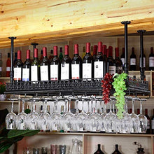 LANA Porta Vino Scaffale Vino Metallo, Hanging Porta Bottiglie e Vetro Parete Regolabile Mensola, Supporto Bottiglie for Bar/Governo/Cucina, Nero (Size : 120CM)