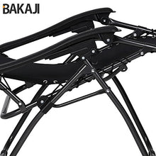 BAKAJI Sedia gravità Zero Sdraio da Giardino Poltrona Relax Pieghevole Salvaspazio Tubolari Acciaio 22mm Reclinabile Tessuto in Oxford, Mare Spiaggia Piscina Arredo Esterno (Nero)