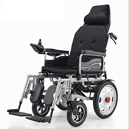 FTFTO Accessori per la casa Anziani Disabili Reclinabile Pieghevole Sedia a rotelle elettrica Anziani Disabili Smart Care Scooter Sedia a rotelle + Cuscino (commutabile Manuale/Automatico) Rosso