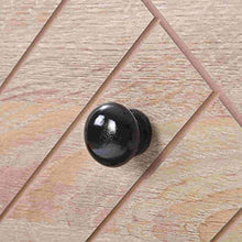 Comodino con 3 cassetti con maniglie in metallo e corridori, unico pannello posteriore e design unico a zig zag