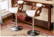jjff Sgabelli da Bar rustici Vintage Sedia con Schienale in Legno e Sedile in Pelle Sgabello da Colazione Regolabile per bancone da Cucina, Set di 2