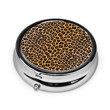 Contenitore rotondo per pillole con stampa leopardo a 3 scomparti, in metallo, per medicina e vitamine, per viaggi all'aperto