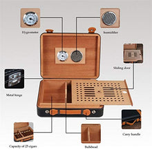 Guoda Umidificatore Sigari Humidor/Legno di Cedro Materiale/Portatile/umidità Costante/capacità Circa 25 Sigari/Dimensioni 27x20x8,5 Cm/Nero, Marrone (Color : Black)