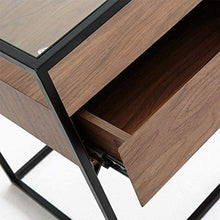 DGHJK Mobili per la casa, tavolino da Salotto retrò Industriale in Vetro temperato Divano Tavolo con Un Comodino Camera da Letto in Legno massello , 16,9 '' x 16,9 '' x 21,6 ''