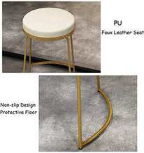 DFREW Sgabelli Tondi Sgabelli Sedia Poggiapiedi Alta Sgabello Imbottito Pranzo Sedie Come Sgabello per la Cucina | Pub | Colazione Sgabello | Gambe in Metallo | Carico Massimo 150Kg,Bianca,75Cm