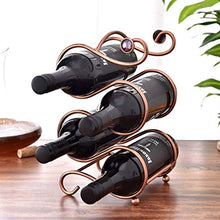 TOPBATHY Portabottiglie in metallo per 4 bottiglie di vino, supporto decorativo per bottiglie di bevande, liquori, champagne (bronzo)