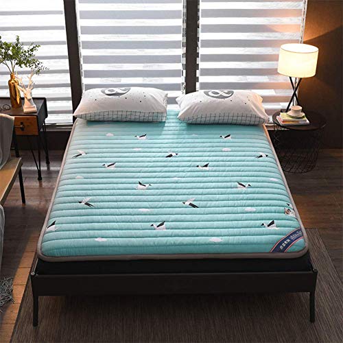 GJJSZ Materasso Spesso,Tappetino per Dormire,Cuscino Trapuntato in Morbido futon Giapponese,coprimaterasso Pieghevole coprimaterasso Antiscivolo per dormitorio Domestico-Una Regina