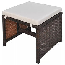 UnfadeMemory Set da Pranzo da Giardino Tavolo e Sedie da Esterno 11 pz con Cuscini Polyrattan Marrone
