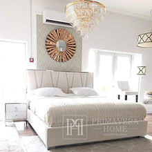 Letto glamour trapuntato verticale moderno stile New York bianco ADELE SILVER