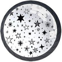Modello di stelle bianco nero disegnato a mano Pomelli per Porta Set di 4 Pomelli per Mobili Manopole per Cassetti Cucina Armadio Vetro