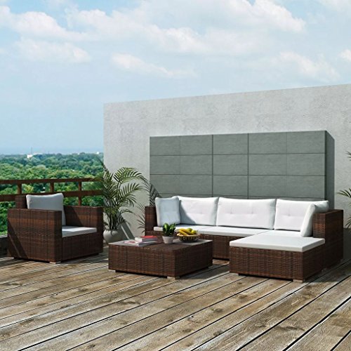 Tidyard Set Divani da Giardino 17 pz in Polirattan,Divano da Soggiorno,Salotto e Ufficio Stile Classico Marrone