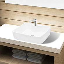 Roderick Lavabo da bagno in ceramica con foro per rubinetto, bianco, dimensioni: 480 x 370 x 135 mm (L x P x A)