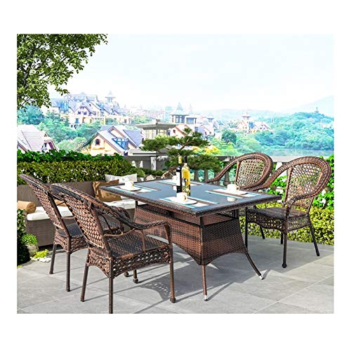 Tavolo in vimini in rattan mobili in patio e set sedia, Set di mobili da giardino in rattan Set da tavolo e sedie in patio set patio rattan tavolo da pranzo set da tavolo in vimini tavolino da caffè p