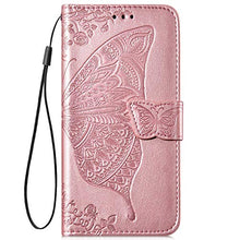 Saceebe Compatibile con Xiaomi A2 lite/Redmi 6 pro Custodia pelle Cover a libro Portafoglio Flip Case [Custodia in pelle goffrata con fiori e farfalle con cordino] Bumper,oro rosa