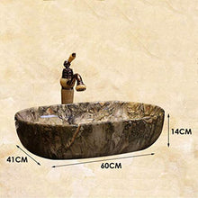 WEHOLY Lavabo in Resina Lavabo da Incasso Ovale in Pietra Naturale Lavabo antispruzzo per Hotel in Marmo Creativo retrò