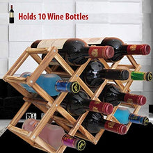 SWAMEY Foldable Wooden Wine Rack Organizer Display Shelf, 45 X 31 X 12Cm, Capacity 10 Bottle (Carbonized Color,No Oil Paint)