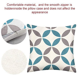 Annhao Federe per Cuscino, 4 Pack Cuscini Divano Geometria Moderni Cotone Biancheria Federa per Divano Casa Soggiorno Camera da Letto Decorazione per Interni, 45x45cm con Cerniera Invisibile (Blu)