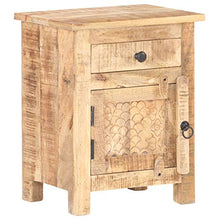 Tidyard Comodino Camera da Letto Rustico Classico in Legno di Mango Grezzo con Cassetto e Anta,Comodino Classico,Comodino Cameretta,Comodino Shabby,Comodino con Cassetto 40x30x50 cm
