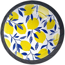 Modello di foglie di limone blu giallo Pomelli per Porta Set di 4 Pomelli per Mobili Manopole per Cassetti Cucina Armadio Vetro