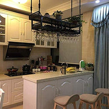 Portabottiglie da vino in ferro da parete, Portabottiglie da vino sospeso a soffitto, Mensola - Portabottiglie da appendere, Portabicchieri da vino, Decorazione da cucina da bar-120 * 31cm_Black