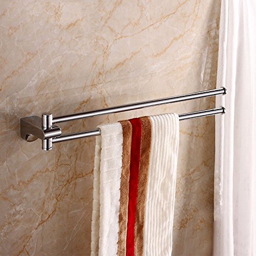 MBYW - Portasciugamani moderno e minimalista, portasciugamani da bagno, doppio portasciugamani in rame, montaggio a parete, finitura cromata, 40 cm, adatto per bagno, camera da letto