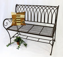 Panca Romina 90507 in Metallo Panca da Giardino Panca-Seduta Panca-Suolo 2 sedute 110cm Marrone