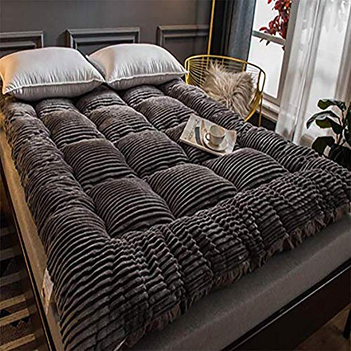 Peluche per Il Latte Materasso,Materasso Futon Pieghevole Addensare Conpertevole Non-Scivolare Caldo Mat Addormentato per Camera Dormitorio Grigio 120x200cm/47x79inch