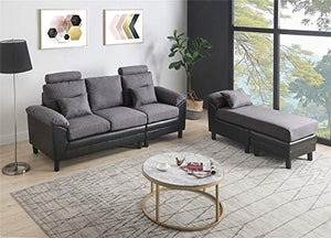 Divano componibile convertibile in tessuto di lino moderno divano a 3 posti a forma di L divano componibile con chaise reversibile 4 posti divani componibili (grigio)