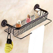 HTL Scaffale per il bagno nero in rame americano per cosmetici da bagno a parete senza punzone per il bagno, facile da installare