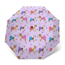 Pitbull Tutus – Cani e Fiori, Tutus, Carino Girly – Ombrellone Automatico Tri-Fold Ombrello Ombrellone Ombrellone Parasole