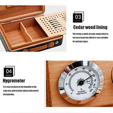 GJNWRQCY Humidor per sigari Scatola per sigari in Cedro con igrometro e umidificatore, Scatola per sigari da Viaggio Portatile in Pelle per sigari Humidor,Nero