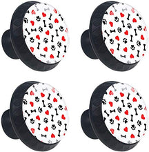 I Love Bone Paw Red Heart Pomelli per Porta Set di 4 Pomelli per Mobili Manopole per Cassetti Cucina Armadio Vetro