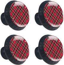 Plaid scozzese classico modello retrò rosso Pomelli per Porta Set di 4 Pomelli per Mobili Manopole per Cassetti Cucina Armadio Vetro