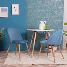 Coavas Sedie da Pranzo Sedie per Sala d'attesa e Studio Set di 2 Morbidi Cuscini in Velluto Sedile e Schienale, con Gambe in Metallo, Sedie per Sala Studio, Sala da Pranzo e Soggiorno, Blue