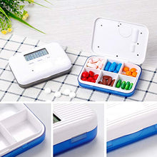 SANON Portapillole Elettronico Portatile con 6 Scomparti Dispenser, Automatico Pillola con Orario e Allarme Promemoria per Viaggio Campeggio Vitamine Pillole Farmaci e Integratori