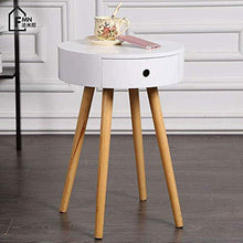 AYHa Round Side, Cassetto, Design scandinavo, Caffè o comodino, Hx Oslash ;: 56.6 * 39.5Cm, Legno, Bianco