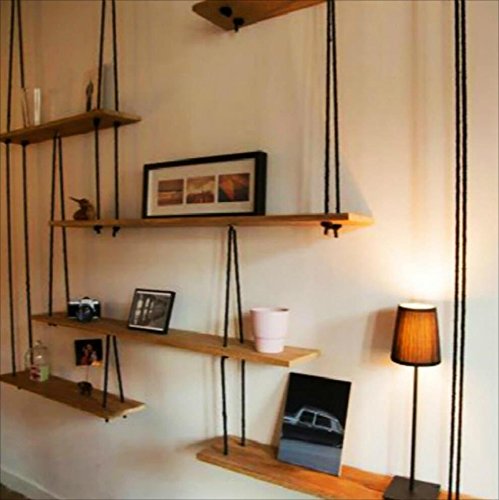librerie Mensola a Muro in Legno massello con mensole in Corda di Cana –  Arredi Casa