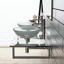 Alpenberger Design Doppio lavabo Ø 42 cm in vetro di sicurezza ESG 12 mm con ripiano in vetro da 140 cm e console in acciaio inox | perfetto per lavabo, solo di ottima qualità