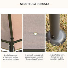 Outsunny Gazebo da Giardino 6 Pareti Rimovibili 12 Paletti Struttura in Metallo Telo in Poliestere 400 x 300 x 264 cm Beige