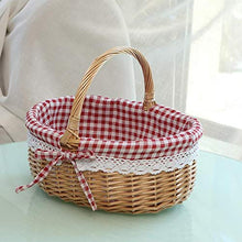 YIREAUD Cestino da picnic in bambù naturale con manico pieghevole, cestino da picnic in salice con fodera per famiglia, campeggio, picnic, decorazione per la casa